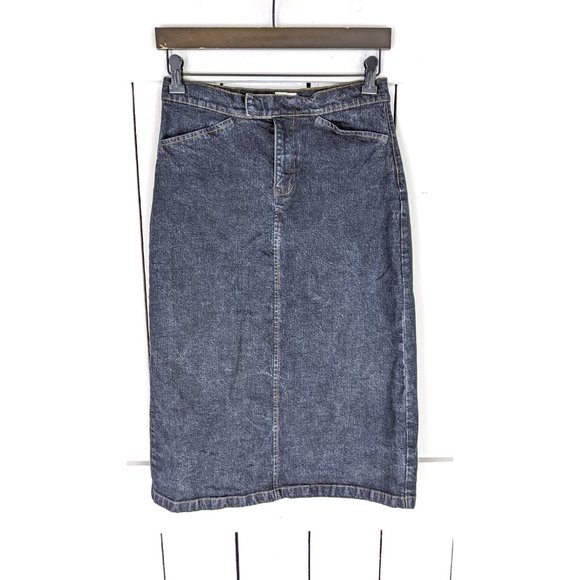 Vintage CK Calvin Klein Jeans dark blue wash jean denim pencil skirt - Picture 2 of 5